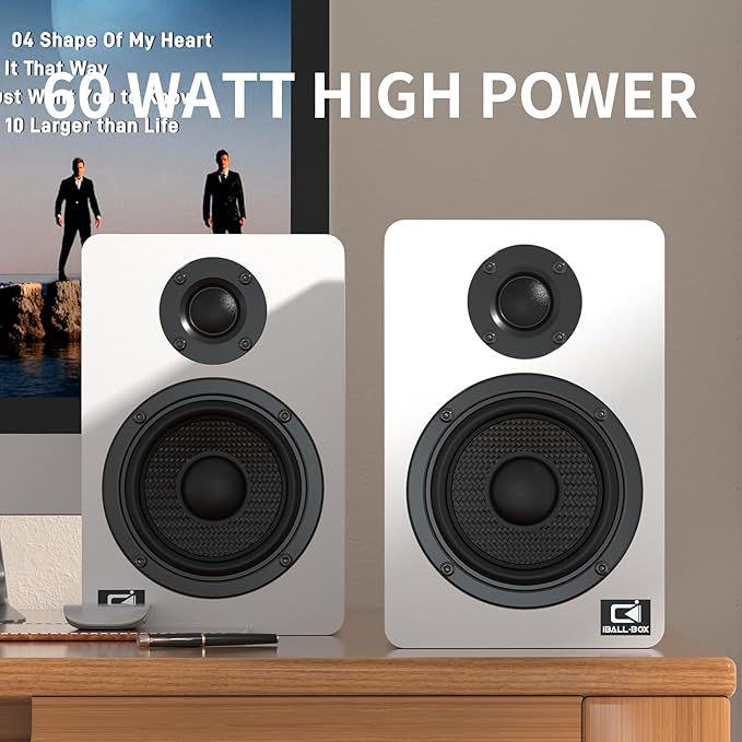 Harmony H2 60W Desktop Speakers with DSP, Bluetooth 5.3, 24-Bit Optical, USB-C, AUX, Silk-Dome Tweeter, Carbon-Fiber Woofer, for Computer, PC Monitor, Gaming (White)