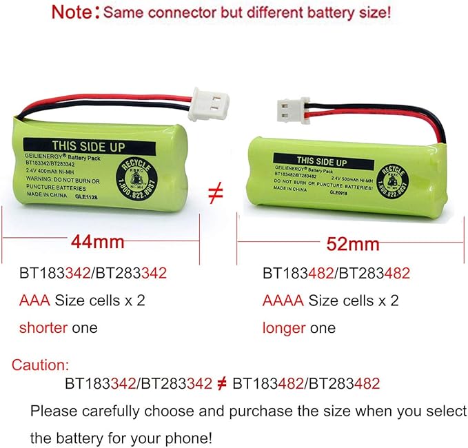 GEILIENERGY BT162342 BT262342 Battery Compatible with BT183342 BT283342 BT166342 BT266342 Vtech CS6114 CS6419 CS6719 with AT&T EL52300 CL80112 CS6719-2 Cordless Handsets (Pack of 4)