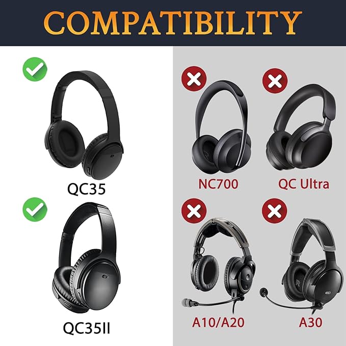 SoloWIT Replacement Earpads Cushions for Bose QuietComfort 35 (QC35) & Quiet Comfort 35 II (QC35 ii) Headphones, Ear Pads with Softer Leather, Noise Isolation Foam, Added Thickness (Snow Leopard)