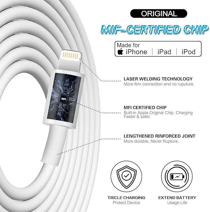 Super Fast iPhone Charger,Dual Port USB C iPhone Charger Fast Charging Block,3Pack Double Type C Wall Power Delivery Adapter,6Pack Quick USB C to Lightning Cable for iPhone 14 Pro/13/12/11/MiNi/XS/XR