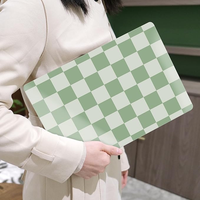 MEEgoodo Case for M4/M3/M2 MacBook Air 13.6 inch Case 2025 2024 2022, Fit Model A3240/A3113/A2681, Laptop Hard Shell with Keyboard Cover Compatible with MacBook Air 13 inch, Green Checkered