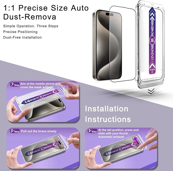 Screen Protector for iPhone 17 Pro 6.3-Inch, 2 Pack, 9H Tempered Glass, HD Clear, Full Cover, Anti-Fingerprint, Easy Installation