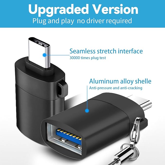 USB C to USB Adapter 4 Pack,USBC Male to USB A 3.0 Female OTG Adapter, Type C Thunderbolt 4 Converter OITYEUF for iPhone 15 Pro Max Plus,MacBook Pro Air2024,Samsung S24 S23 S22 S21 Galaxy,iPad (Black)