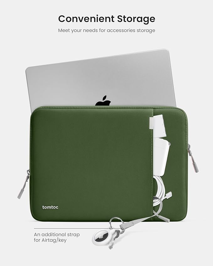 tomtoc 360° Protective Laptop Sleeve for 16-inch MacBook Pro M4/M3/M2/M1 Pro/Max A3403 A3186 A2991 A2780 A2485 A2141 2024-2019, Dell XPS 16 Laptop, Water-Resistant MacBook Case with Accessory Pocket