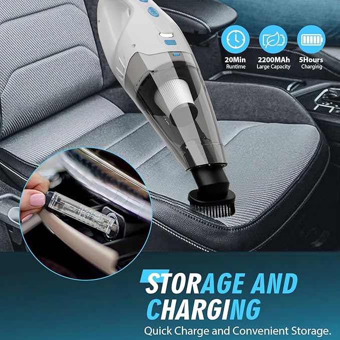 Handheld Vacuum Cordless, Hand Vacuum Cordless Rechargeable with LED Light/Multi Accessories,1.6lbs Car Portable Vacuum Cleaner for Pet Hair, Home, Car, Office