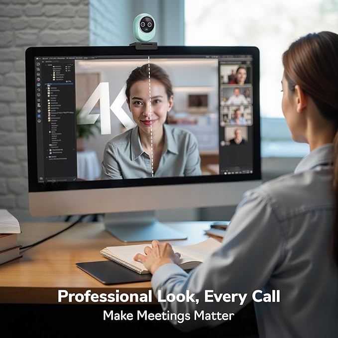 EMEET Piko+ Webcam 4K, World's 1st Dual-Camera AI-Powered 4K Camera, 1/2.55'' Sony Sensor, 3 Mics&3 Sound Modes, Panda Magnetic Privacy Cover, USB C-C&C-A, Ideal for Livestreamers and Content Creators