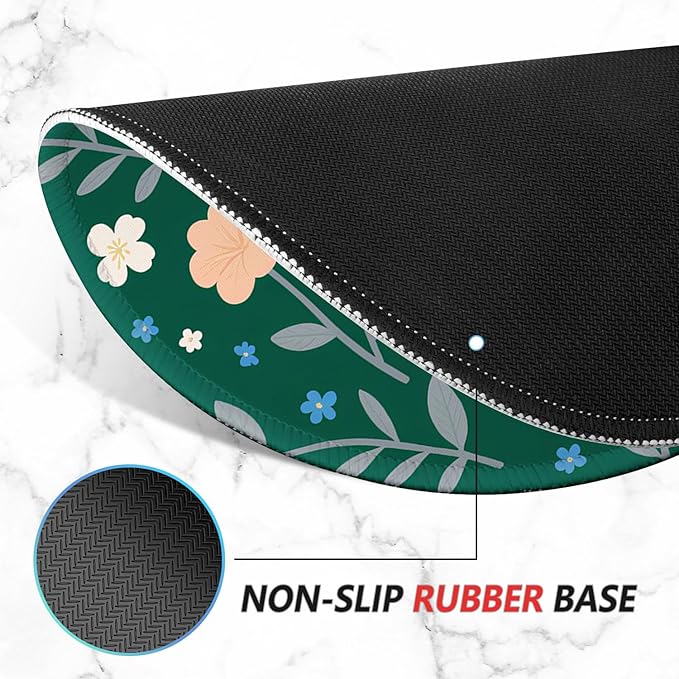 ITNRSIIET Mouse Pad Non-Slip Rubber Base Smooth Surface Stitched Edges Waterproof Durable Compatible with All Mice for Office & Gaming, Desk Accessory, Diameter 8.7 inch, VintageBloom