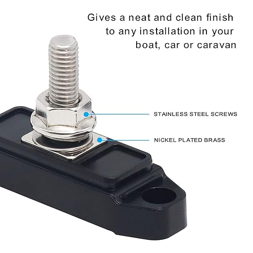 Recoil S1P-516 Busbar Single 5/16” Studs Power Distribution Block Bus Bar with Ring Terminals Pair