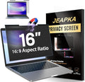 Magnetic Laptop Privacy Screen Filter 16 inch for 16:9 Widescreen Computer Monitor, Removable Anti Blue Light Privacy Shield, Anti-Glare Protector