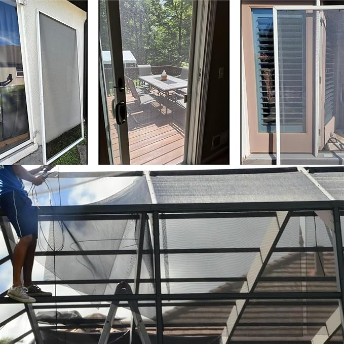 48inch*100ft Window Screens Replacement, Cuttable Fiberglass Roll Screens Door Mesh, Repair Screens Net DIY Screening Mesh Netting Black for Windows, Door, Pool, Porch,Patio