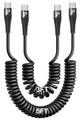 USB C to C Cable for Car 3FT&5FT, 100W Coiled USB C Fast Charging Cable for iPhone 16 Short USB Type C Cable for iPhone 15/Pro/Plus/Pro Max/Samsung Galaxy S23, Compatible All Type C Devices-Black