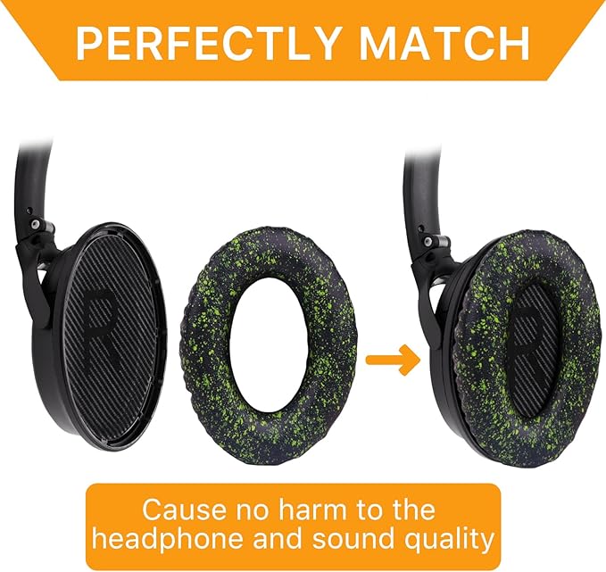 Replacement Ear Pads for Bose QuietComfort 35 (QC35) & Quiet Comfort 35 II (QC 35 ii) Headphones, EarPads Cushions with Noise Isolation Memory Foam, Softer Protein Leather, Added Thickness