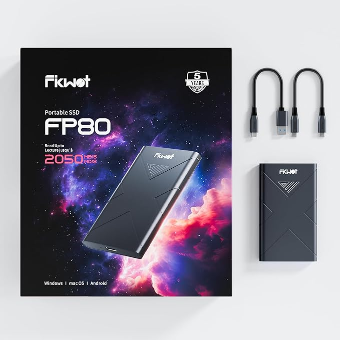 2TB External SSD, Portable SSD, Up to 2000MB/s, USB 3.2 Gen2x2 External Solid State Drives, Compatible with Smart TV, PS5/PS4(Pro), iPhone 15/16, Xbox, Mac & Windows and Other Devices(FP80)