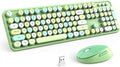 KNOWSQT Wireless Keyboard and Mouse Combo, Green Colorful 2.4G Typewriter Full-Size Retro Keyboards - USB Receiver Plug and Play, for Computer, PC, Laptop, Desktop, Windows