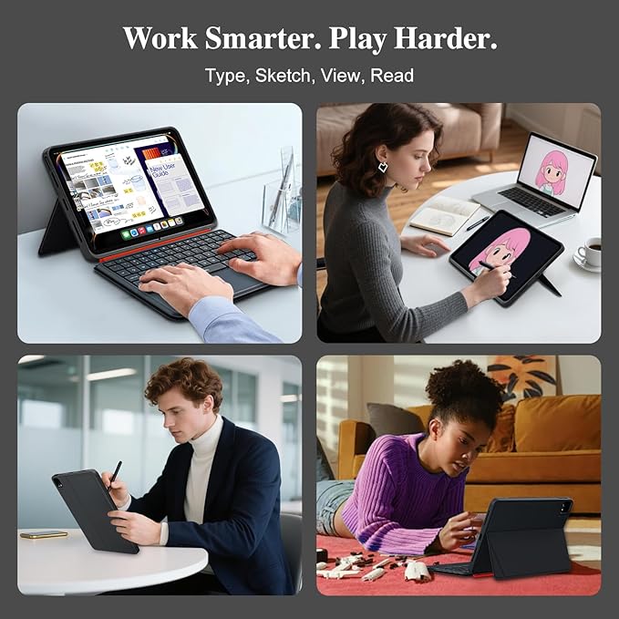 Keyboard Case for iPad Air 11 inch M3 M2 (2025 2024)&Pro 11,Magnetic Detachable iPad A16 11th/10th Keyboard,Trackpad,Backlit,Quiet Typing,Full Protection for iPad Air 5th/4th Gen 10.9 inch (Black)