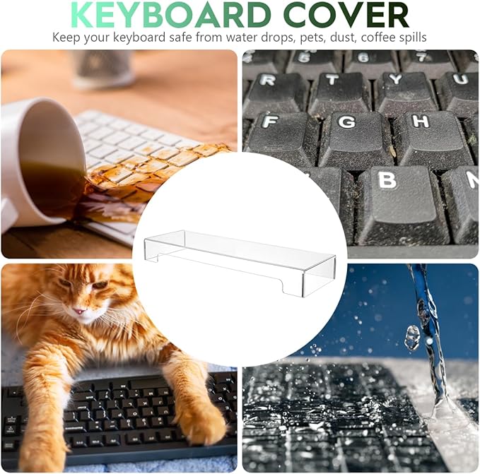 Gadpiparty Clear Keyboard Dust Cover Waterproof Acrylic Protector for Mechanical Keyboards Spills & Pet Protection Ideal for Home and Office Use(18.6 x 5.9X 1.8inch)