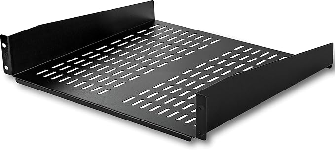 StarTech.com 2U Server Rack Shelf - Universal Vented Rack Mount Cantilever Tray for 19" Network Equipment Rack & Cabinet - Heavy Duty Steel - Weight Capacity 50lb/23kg - 16" Deep Shelf, TAA