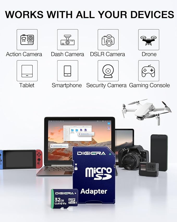 32GB CT100 microSDHC UHS-I Memory Card with Adapter - up to 100MB/s, C10, U1, V10, Full HD, A1, Micro SD Card for Smartphones, Tablets, Cameras, Gaming Consoles, and Drones (5 Pack)