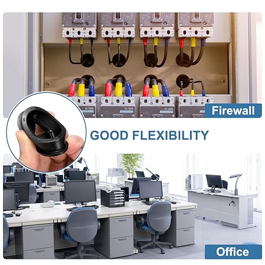 uxcell 4Pcs Cable Cord Grommet, 7/8"(22mm) Rubber Desk Grommets Wire Pass Through Hole Cover with Marked Cable Ties for Home Office Cable Wire Protection, Black