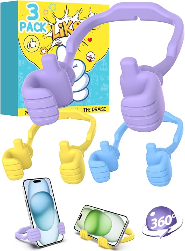Back to School Supplies Gifts for Girls Boys Cell Phone Holder: Trendy Stuff Teenager Tween Mom Wife Thumbs Up Lazy Cellphone Stand for Desk Funny Idea Who Have Everything Christmas Stocking Stuffers