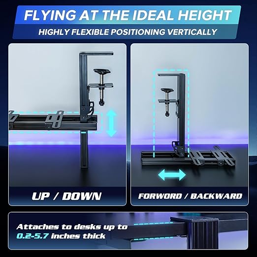 Reashy Hotas Mount, Joystick Mount, Aluminum Flight Stick Desk Mount for Logitech X56, X52, X52 Pro, Thrustmaster T.1600M, TCA, T.Flight Hotas One, 4, X, Airbus, VKB Gladiator Nxt (Black)