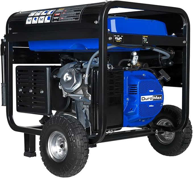DuroMax XP10000E 10,000-Watt Gas Powered Portable Generator - Electric Start, Whole Home Backup Power, Transfer Switch Ready, RV & Emergency Ready