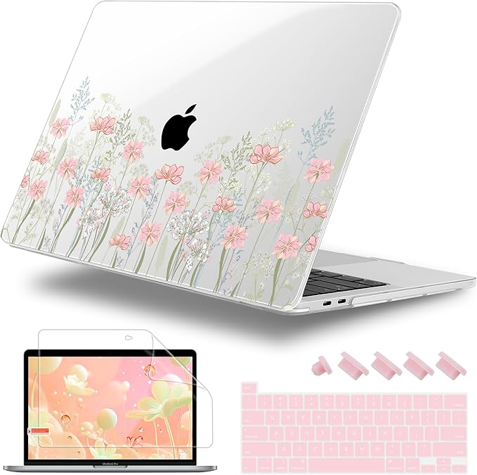 for MacBook Pro 16 inch Case 2019 2020 Release Model A2141, Plastic Hard Shell Cover with Keyboard Cover & Screen Protector for MacBook Pro 16 inch with Touch Bar & Touch ID, Floral C322