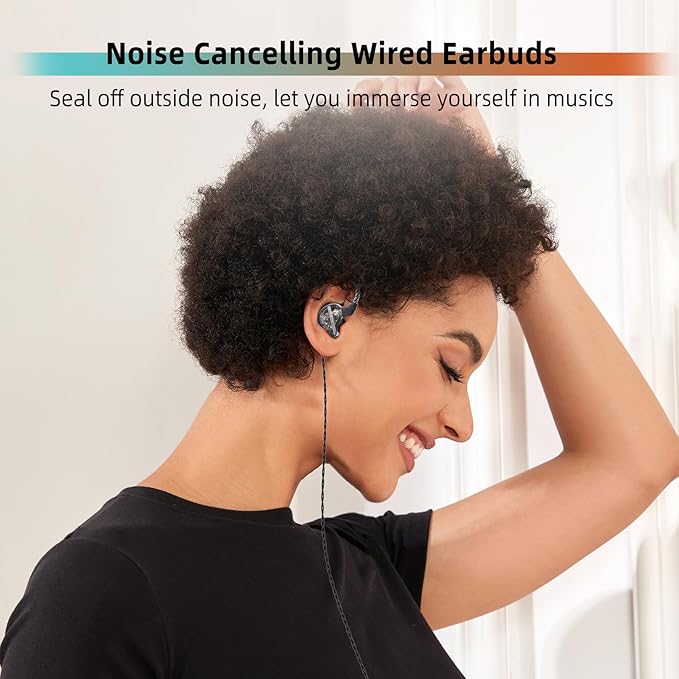 CCZ DC01 Pro in Ear Monitor Headphones, iems for Gaming, Professional Gaming Earbuds Super Bass Wired Earphones with 1DD, Patent Ear fins, Ear tips, for Singers Musicians Podcaster (black without mic)
