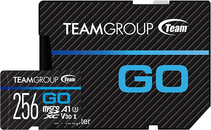 TEAMGROUP GO Card 256GB x 5 PACK Micro SDXC UHS-I U3 V30 4K for GoPro & Drone & Action Cameras High Speed Flash Memory Card with Adapter for Outdoor Sports, 4K Shooting, Nintendo-Switch TGUSDX256GU363