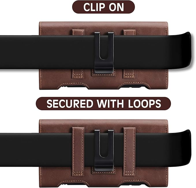 BECPLT Leather Galaxy S24 Ultra/Plus Holster Case with Belt Clip, ID Card Holder, Compatible with Galaxy S23+, Note 10+, S20+, A71, Note 9, 8, LG Stylo 5 (Brown)