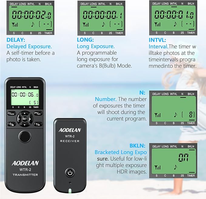 AODELAN Intervalometer Remote for Nikon - Camera Wireless Timer Shutter Release Remote Control for Nikon Z6, Z7, Z9, D850, D810, D750, D7200, Coolpix P1000, P950; Replaces Nikon MC-DC2, MC-30, MC-36A