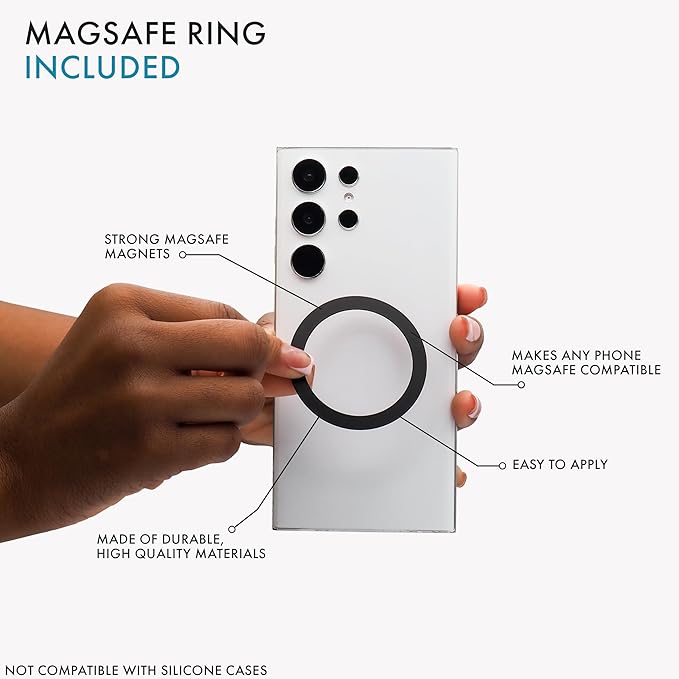 LoveHandle PRO MagSafe Compatible Magnetic Phone Grip w/Kickstand - Mount, Strap and Stand for Smartphone and Tablet - MagSafe Ring Included - Fits All Devices - Grand Millennial