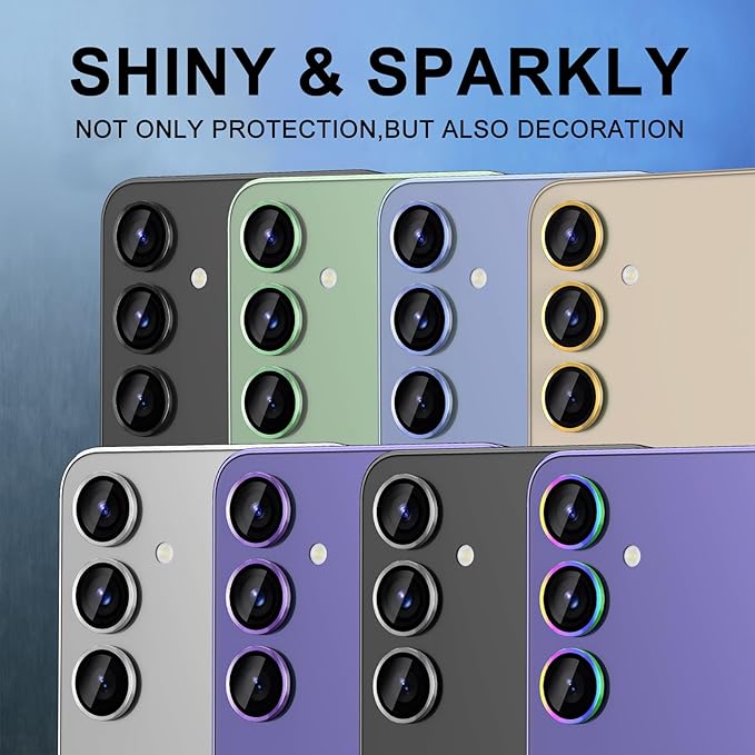 for Samsung Galaxy S25 Camera Lens Protector, Individual Metal Ring Tempered Glass Lens Cover, [Strong Adsorption] Scratch Resistant Ultra-Thin HD Clear Lens Cover, 1 Set-Blue
