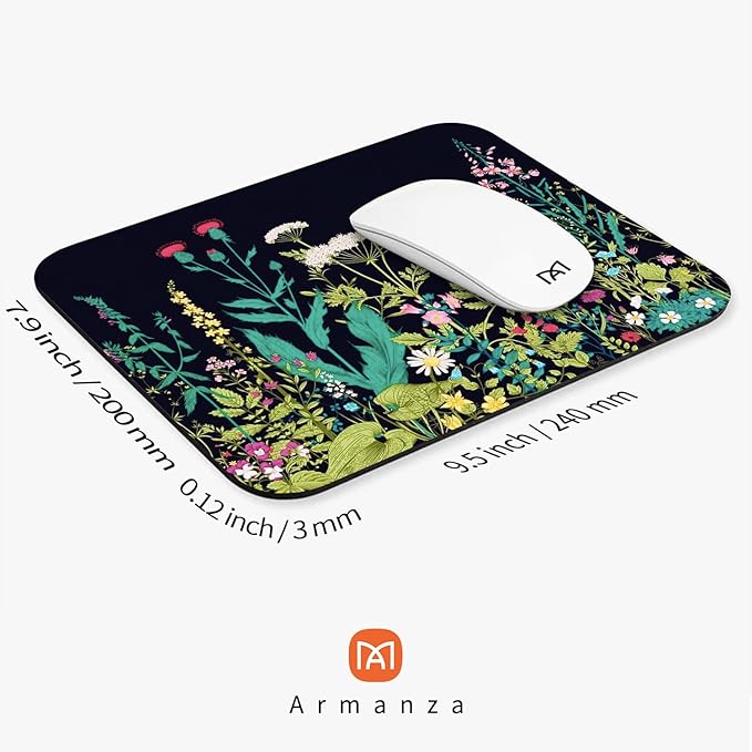 Square Mouse Pad Midnight Flowers,Personalized Premium-Textured Custom Mouse Mat Design,Washable Mousepad Cloth,Non-Slip Rubber Base Computer Mouse Pads for Wireless Mouse
