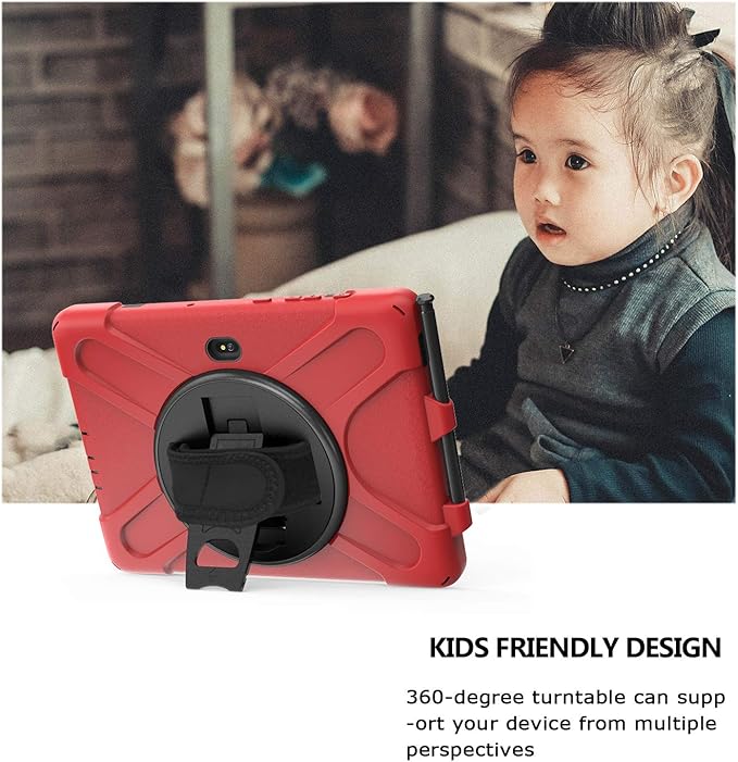 rantice Compatible with Samsung Galaxy TAB Active PRO 10.1 inch/Tab Active4 PRO Case, Heavy Duty Rugged Shockproof Drop Protection Case, Hand Strap&Shoulder Strap for SM-T540/T547/T630/T638 (Red)