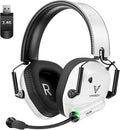 Wireless Gaming Headset for PC, PS5, PS4, Mac, Switch, Gaming Headphones with Noise Cancelling Mic, 2.4GHz USB Dongle, Bluetooth 5.4, 50mm Driver Stereo Sound, Cool Lights, 50H Battery(White)