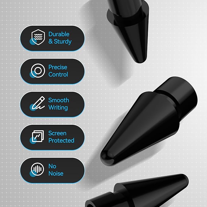 Replacement Tips for Apple Pencil Pro/1st/2nd &USB-C, 3 Pack High Sensitivity Nibs, Durable Stylus Pen Tip Accessories, Precise Control No Delay, Smooth iPencil Tips Replacement (Black)