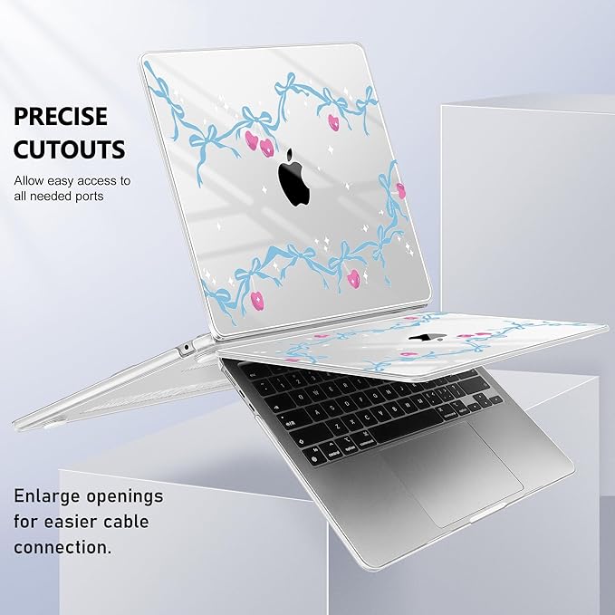 Case for MacBook Air 15 Inch 2025 2024 2023 Release M4 A3241 M3 A3114 M2 A2941, Hard Shell with Screen Protector & Keyboard Cover, Compatible with Touch ID, Cherry Bow
