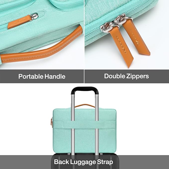 MOSISO 360 Protective Laptop Case 16 inch, 15-15.6 inch Laptop Sleeve Compatible with MacBook Pro 16, HP, Acer, Dell, Lenovo, ASUS, Side Open Carrying Case with 4 Zipper Pockets&Handle, Aqua Green