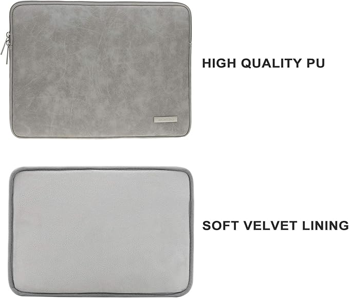 RAINYEAR 11 Inch Laptop Sleeve PU Suede Leather Case Protective Padded Cover Water Resistant Carrying Bag Compatible with 11.6 MacBook Air Surface Pro for 11 Notebook Computer Tablet Chromebook(Gray)