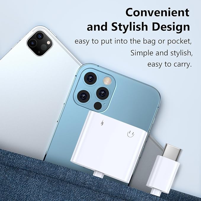 Seulliya USB C to 3.5mm Headphone Jack and Charger Adapter, 2-in-1 Audio & Fast Charging Splitter for Apple iPhone 17/16/15/Pro/Pro Max, iPad, Samsung, Pixel, and More 10Pack