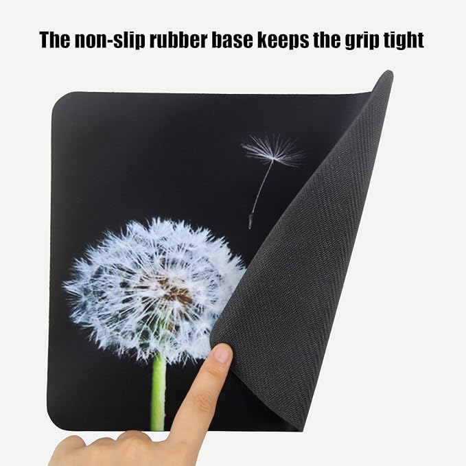 Mouse Pad, Gaming Mouse Pad, Non-Slip Rubber Base Mouse Mat with Designs for Laptop, Computer & Office, 9.5 x 7.9 x 0.12 inches (Dandelion 2)