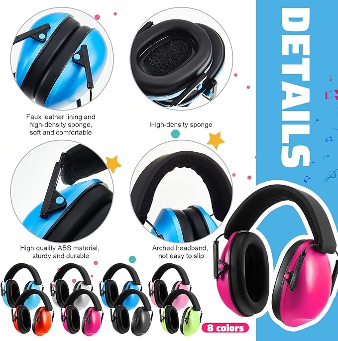 Amylove 12 Pcs Kids Ear Protection Noise Cancelling Headphones Ear Muffs Bulk 27db Adult Noise Reduction Hearing Earmuff(Universal Fit (kids & Adults),Classic Style,Vibrant Color)