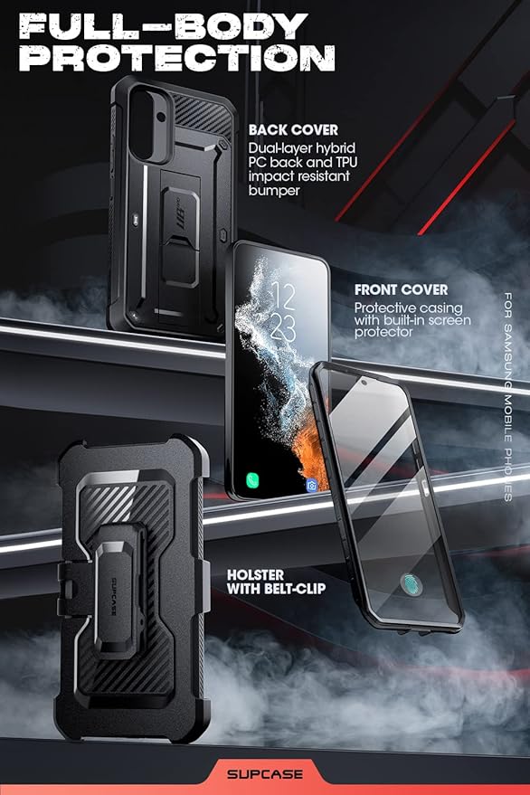 SUPCASE Unicorn Beetle Pro for Samsung Galaxy A54 Case with Stand [Built-in Screen Protector][Military-Grade Protection] 360 Full-Body Rugged Holster & Kickstand Phone Case for Galaxy A54 5G, Black