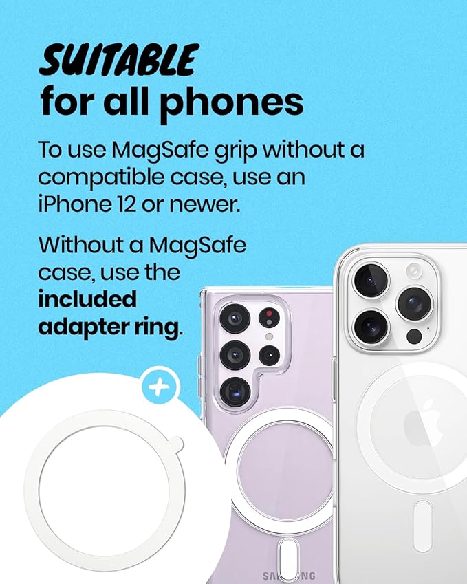 Solid Color Button Phone Grip – Minimalist Design, Durable and Lightweight, Grip and Stand for Smartphones (Baby Pink, Magnetic Type)