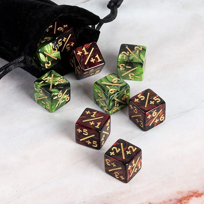 48 Pieces MTG Dice Counter Magic The Gathering Counters +1/+1 Dice Tokens Set Loyalty Life Gifts for Cards Gaming Accessories (Ruby, Emerald)
