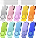 Kepmem Flash Drive 4GB USB 2.0 10 Pack Swivel Blank Memory Stick Bulk Thumb Drive Pen Drives 4 GB Multi-Color Jump Drive for Data Storage, File Sharing