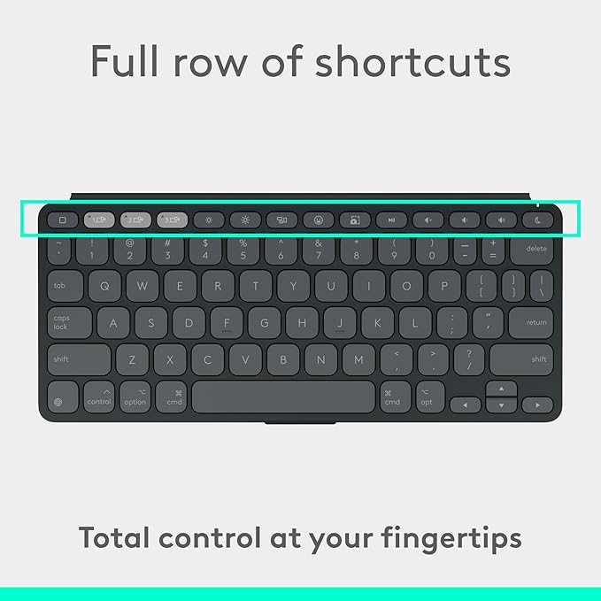 Logitech Keys-to-GO 2 Portable Wireless iPad Keyboard with Built-in Cover, Slim and Compact Bluetooth Keyboard for iPad, iPhone, Mac, and Apple TV, Easily Switch with Devices - Graphite