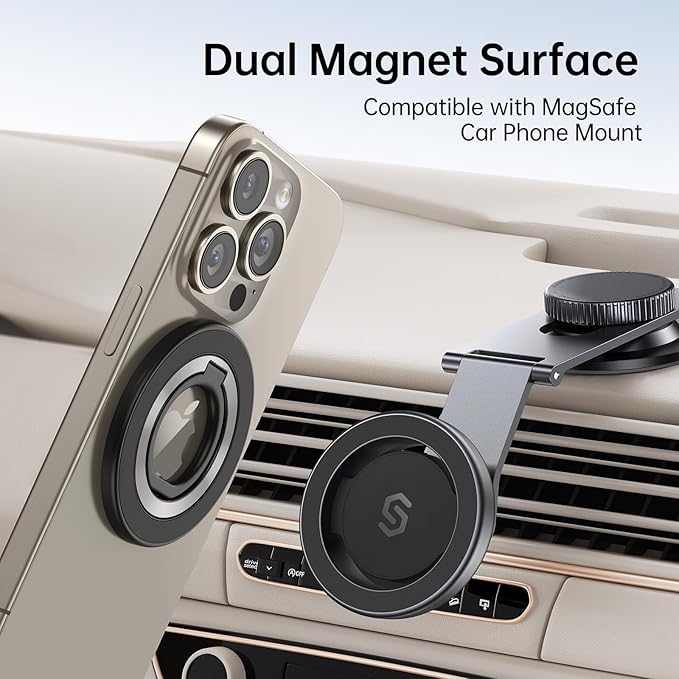 SYNCWIRE Upgraded Magnetic Phone Ring Holder for MagSafe, Magnet Cell Phone Grip Stand Finger Ring Kickstand Two-Sided Magnetic Compatible with iPhone 16 Pro Max 15 14 13 12 MagSafe Accessories