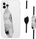 Phone Grip Strap - Pack of 2 Reversible Finger Holder for Phone Back, Customizable Anti-Slip Design, Wireless Charging Compatible Detachable Holder for iPhone - White on Black
